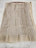 Cream Fancy Saree With Copper Zari & Cream Pallu Design