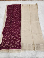 Cream Fancy Saree With Copper Zari & Cream Pallu Design