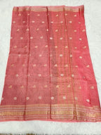 Peach Fancy Saree With Copper Zari & Peach Pallu Design