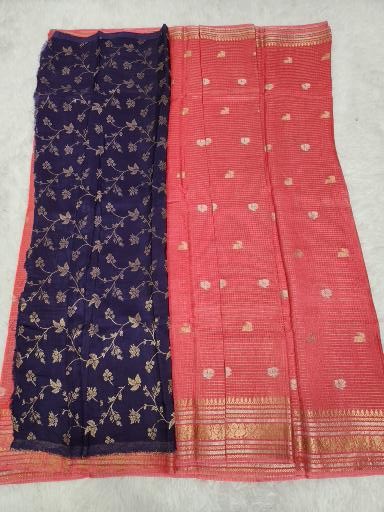 Peach Fancy Saree With Copper Zari & Peach Pallu Design