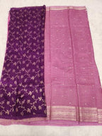 Purple Fancy Saree With Copper Zari & Purple Pallu Design