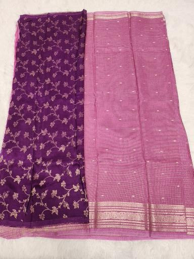Purple Fancy Saree With Copper Zari & Purple Pallu Design