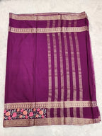 Dark Purple  Fancy Saree With Copper Zari & Dark Purple Pallu Design