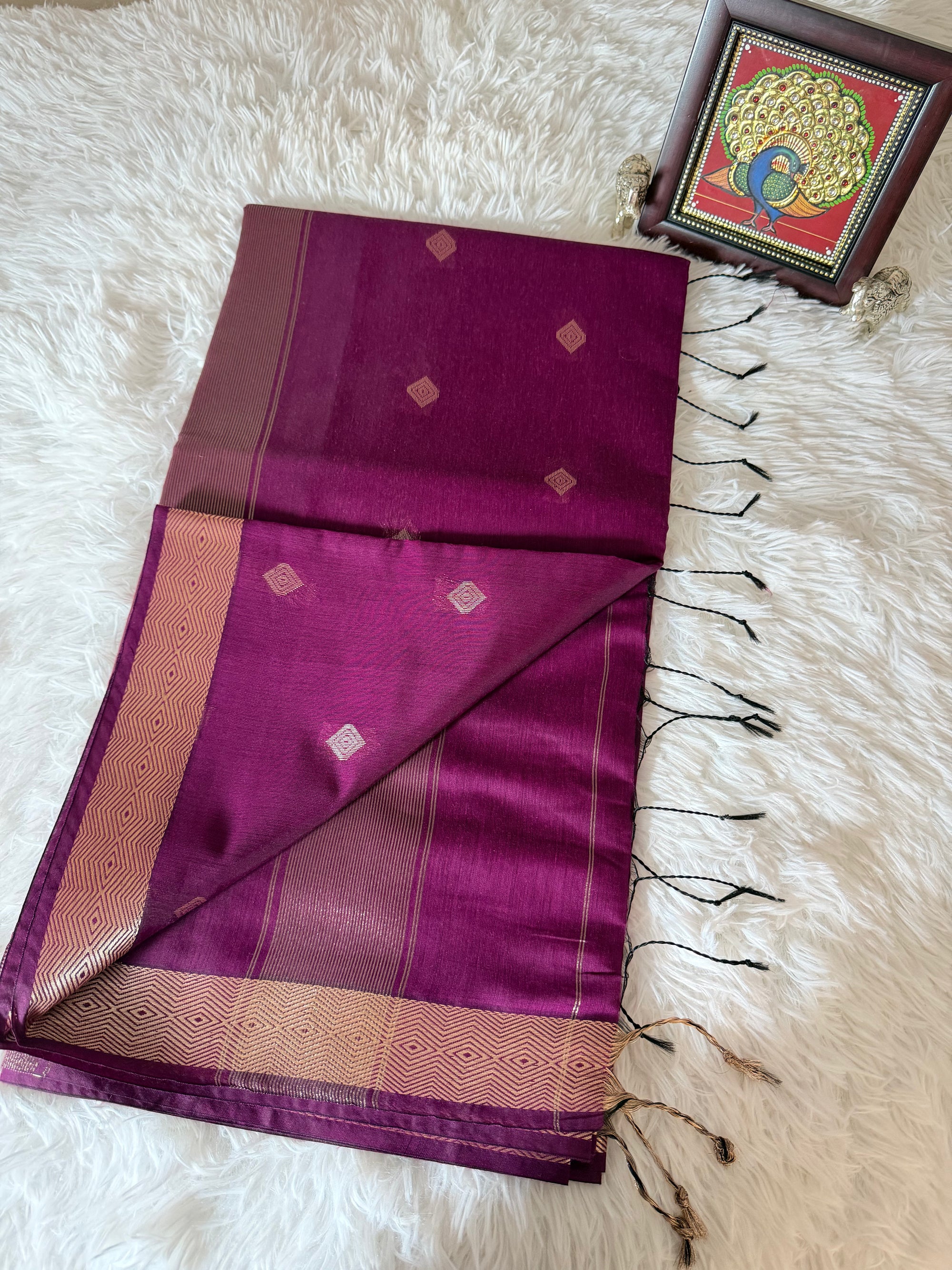 Purple Nayanthara Cotton Saree with Copper Zari