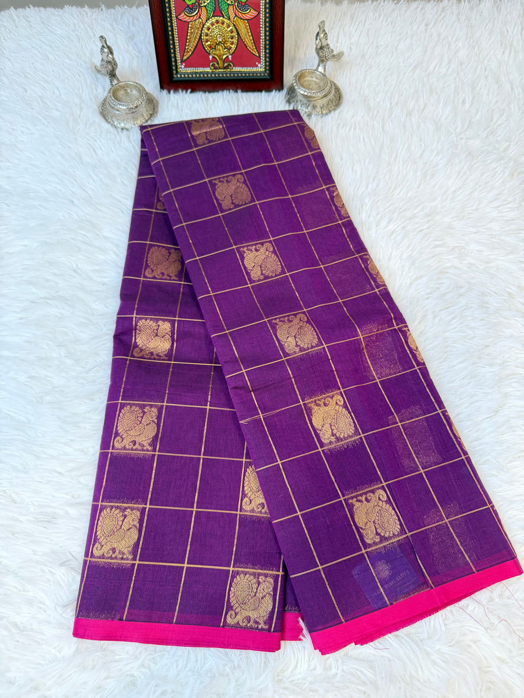 100 Counts Rich Pallu Kanchi Cotton Saree in Purple