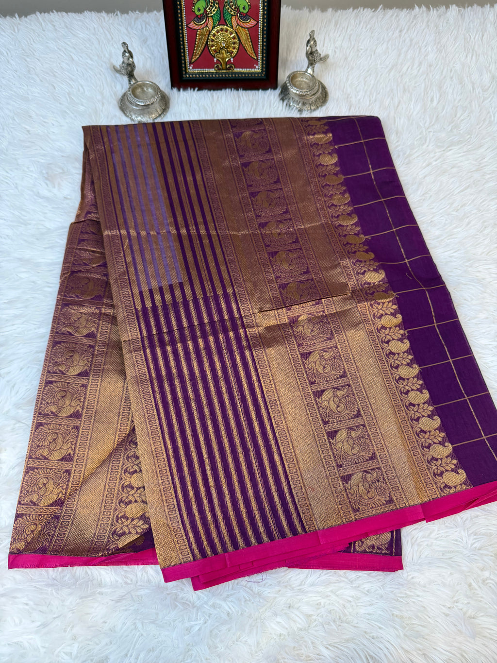 100 Counts Rich Pallu Kanchi Cotton Saree in Purple