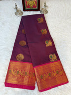 100 Counts Rich Pallu Kanchi Cotton Saree in Deep Maroon