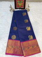 100 Counts Rich Pallu Kanchi Cotton Saree in Navy Blue