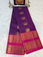 100 Counts Rich Pallu Kanchi Cotton Saree in Deep Purple