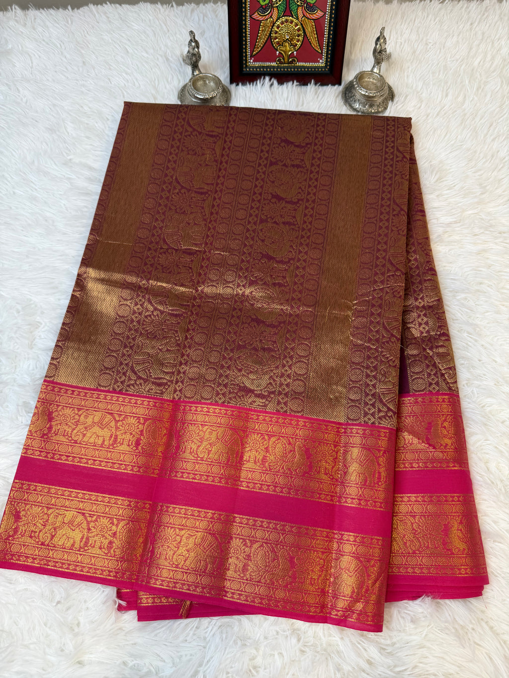 100 Counts Rich Pallu Kanchi Cotton Saree in Maroon