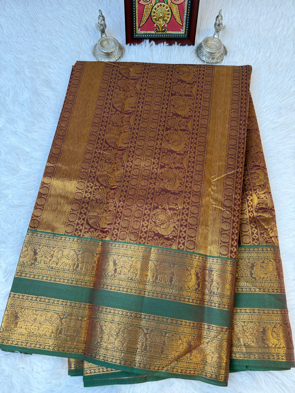 100 Counts Rich Pallu Kanchi Cotton Saree in Wine Maroon