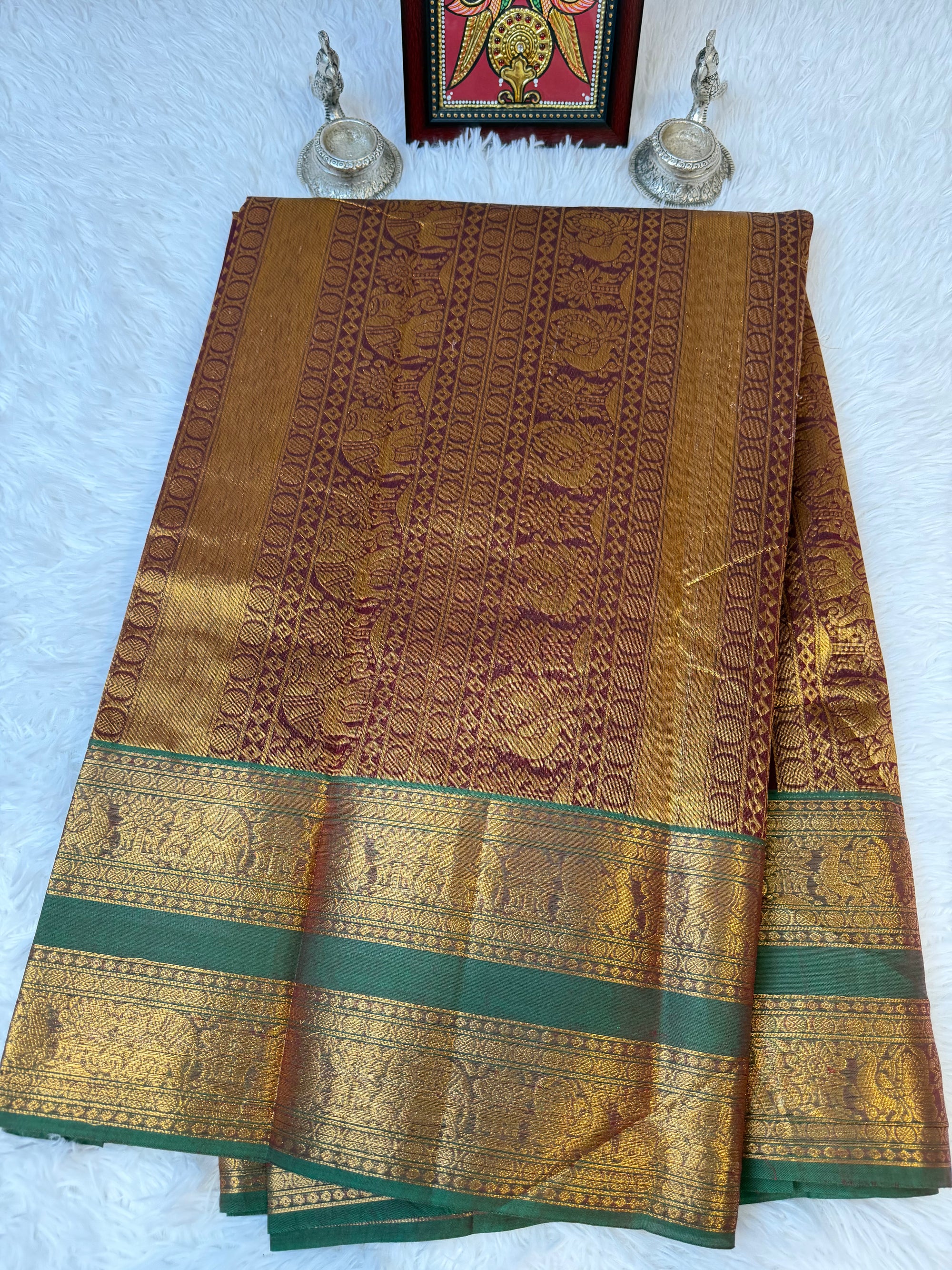 100 Counts Rich Pallu Kanchi Cotton Saree in Wine Maroon