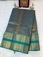 100 Counts Rich Pallu Kanchi Cotton Saree in Ocean Blue
