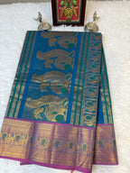 100 Counts Rich Pallu Kanchi Cotton Saree in Royal Blue