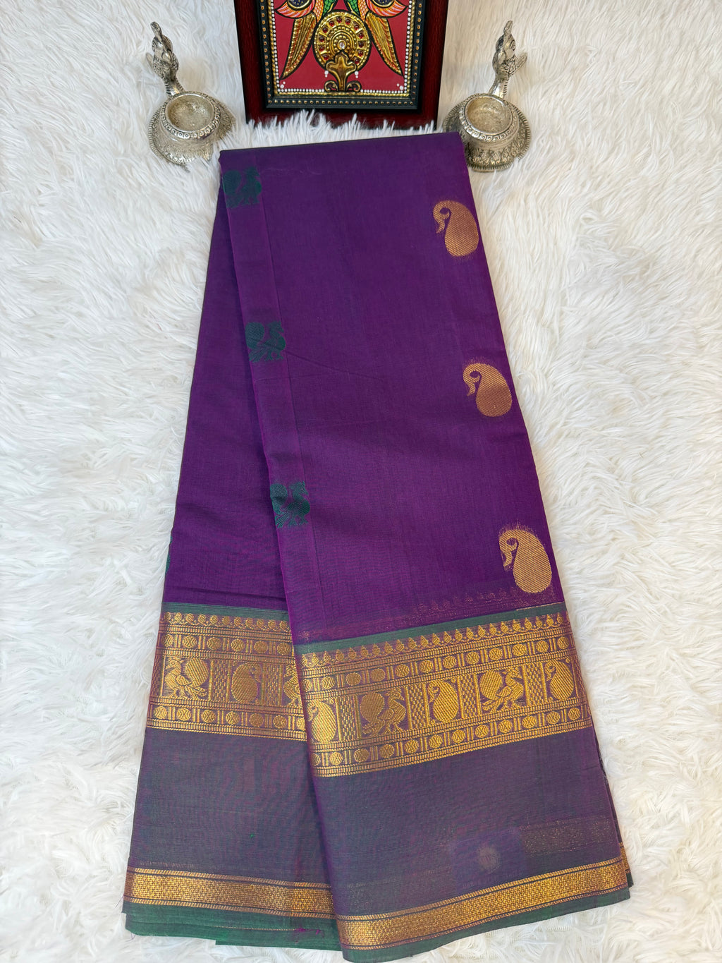 100 Counts Rich Pallu Kanchi Cotton Saree in Violet