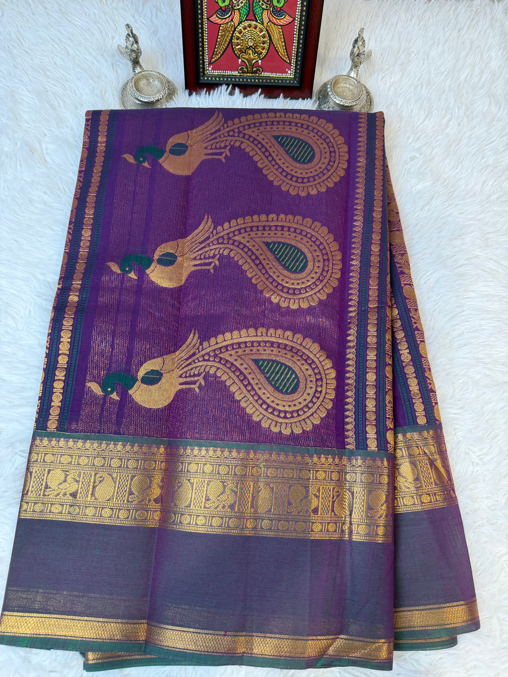 100 Counts Rich Pallu Kanchi Cotton Saree in Violet