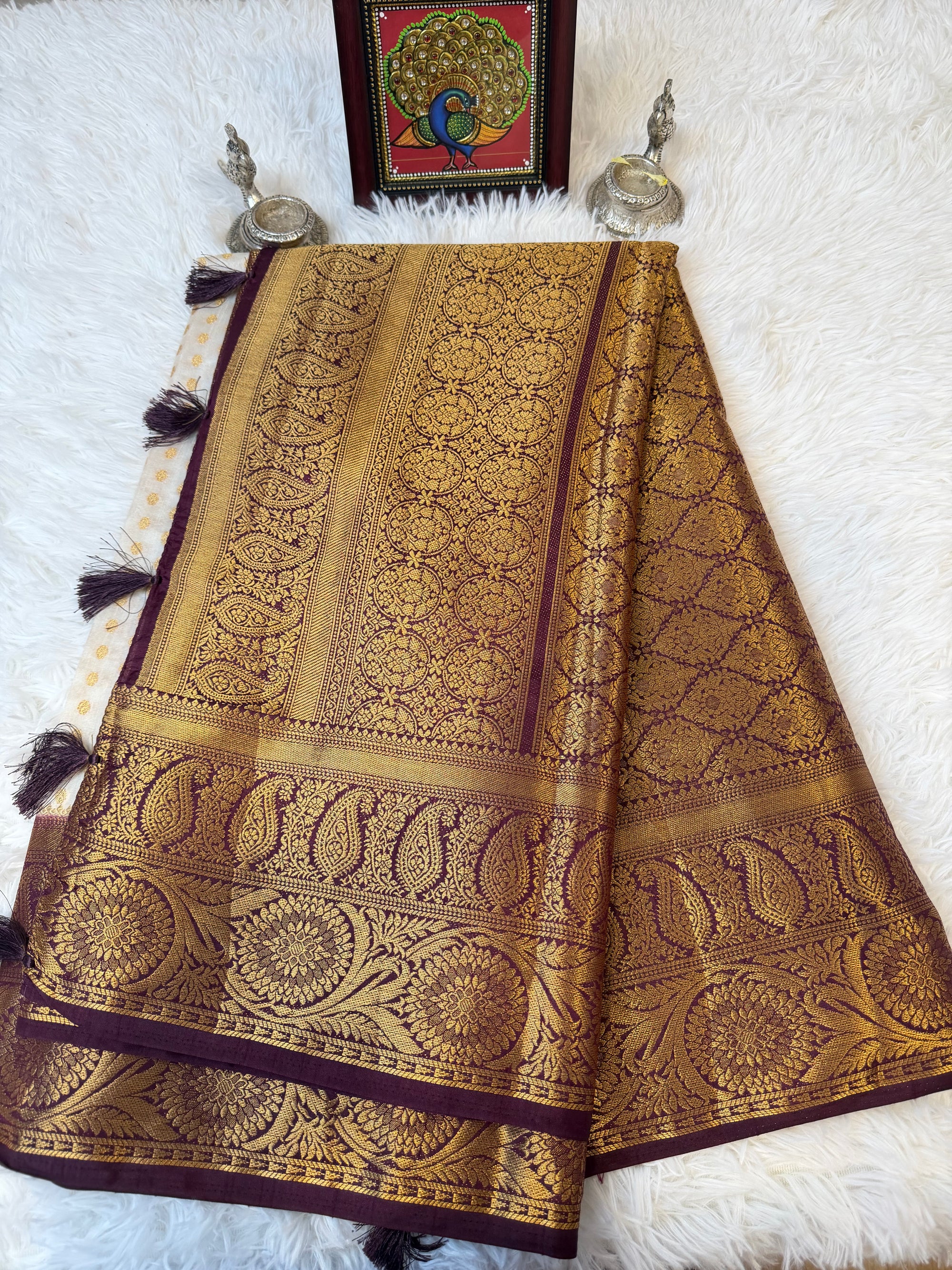 Beige Fancy Saree With Gold Zari & Rich Pallu