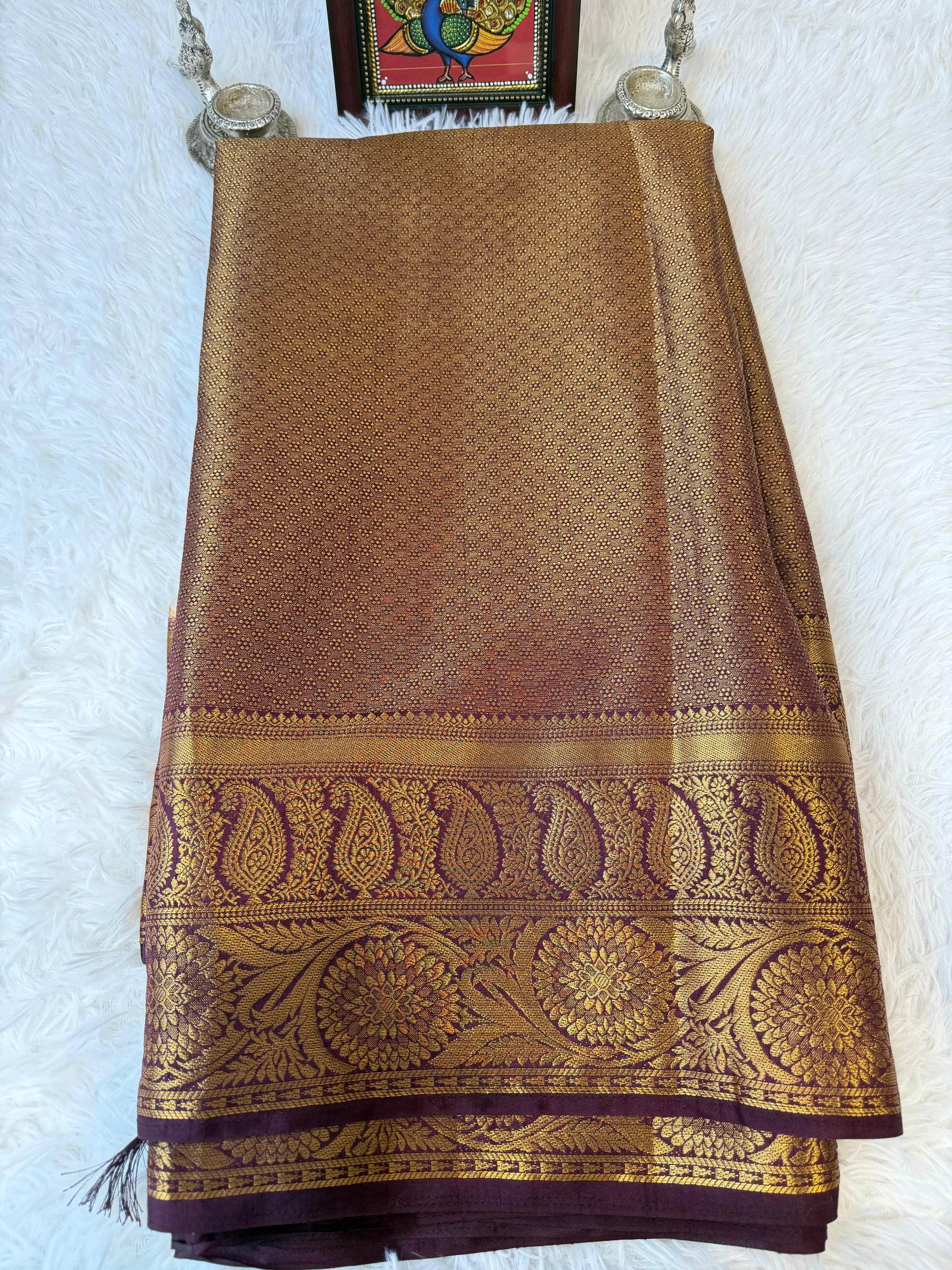 Beige Fancy Saree With Gold Zari & Rich Pallu