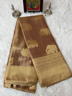 Gold Tissue Saree with Full Zari & Elephant Butta Design