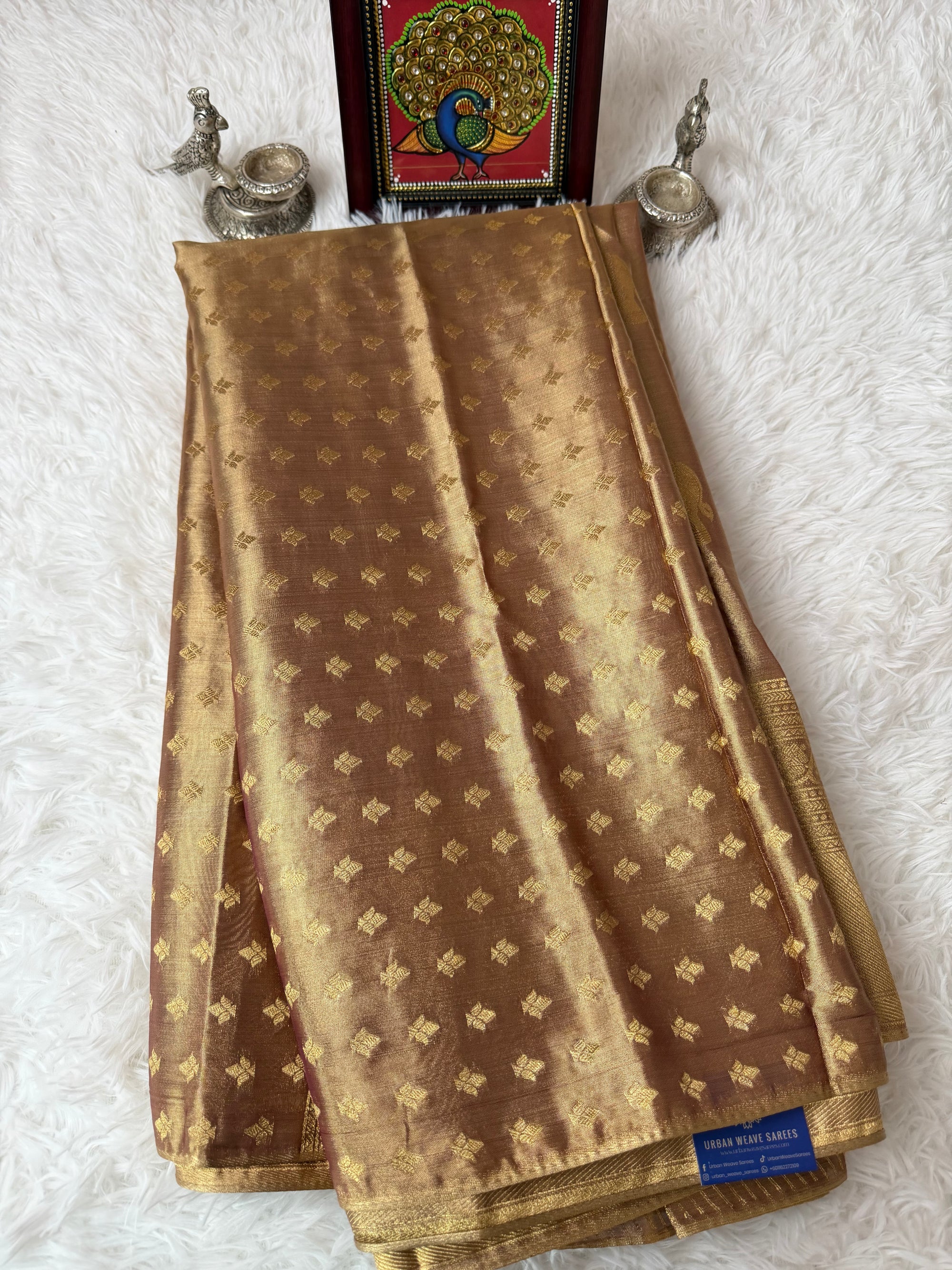Gold Tissue Saree with Full Zari & Elephant Butta Design