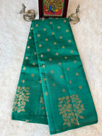 Emerald Green Fancy Saree With Gold Zari & Small Butta Design