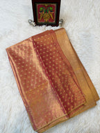 Rose Pink Tissue Saree with Gold Zari & Elephant Butta Design