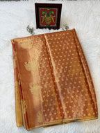Rose Gold Tissue Saree with Gold Zari & Elephant Butta Design