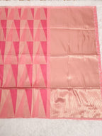 Baby Pink Soft Silk Saree with Gold Zari & Geometry Design