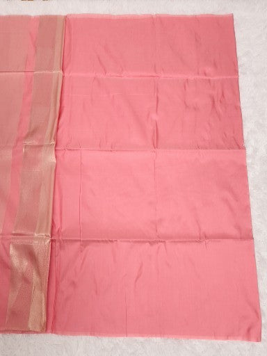 Baby Pink Soft Silk Saree with Gold Zari & Geometry Design