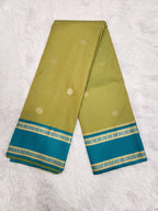 Parrot Green Soft Silk Saree with Copper Zari & Green Pallu Design