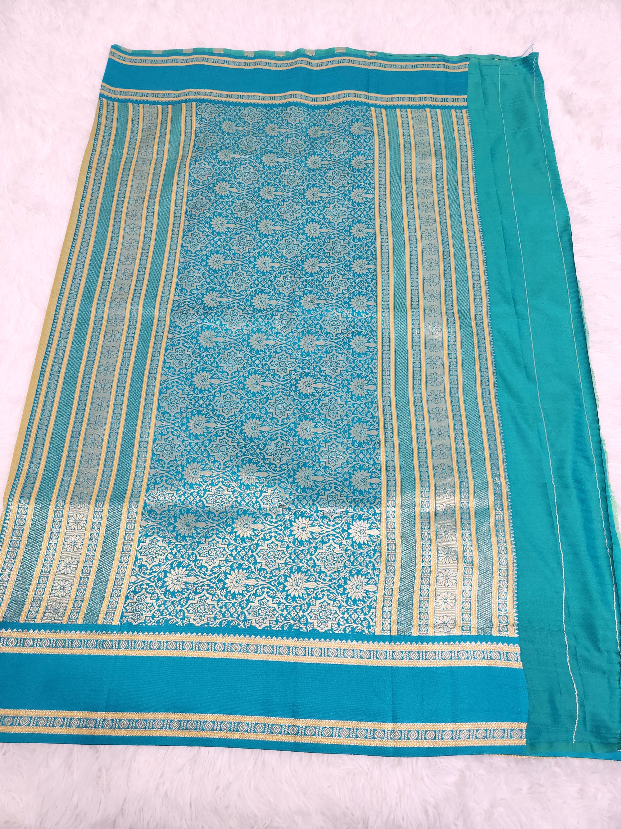Parrot Green Soft Silk Saree with Copper Zari & Green Pallu Design