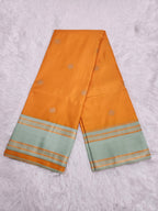 Mango Yellow Soft Silk Saree with Copper Zari & Pistachio Pallu Design