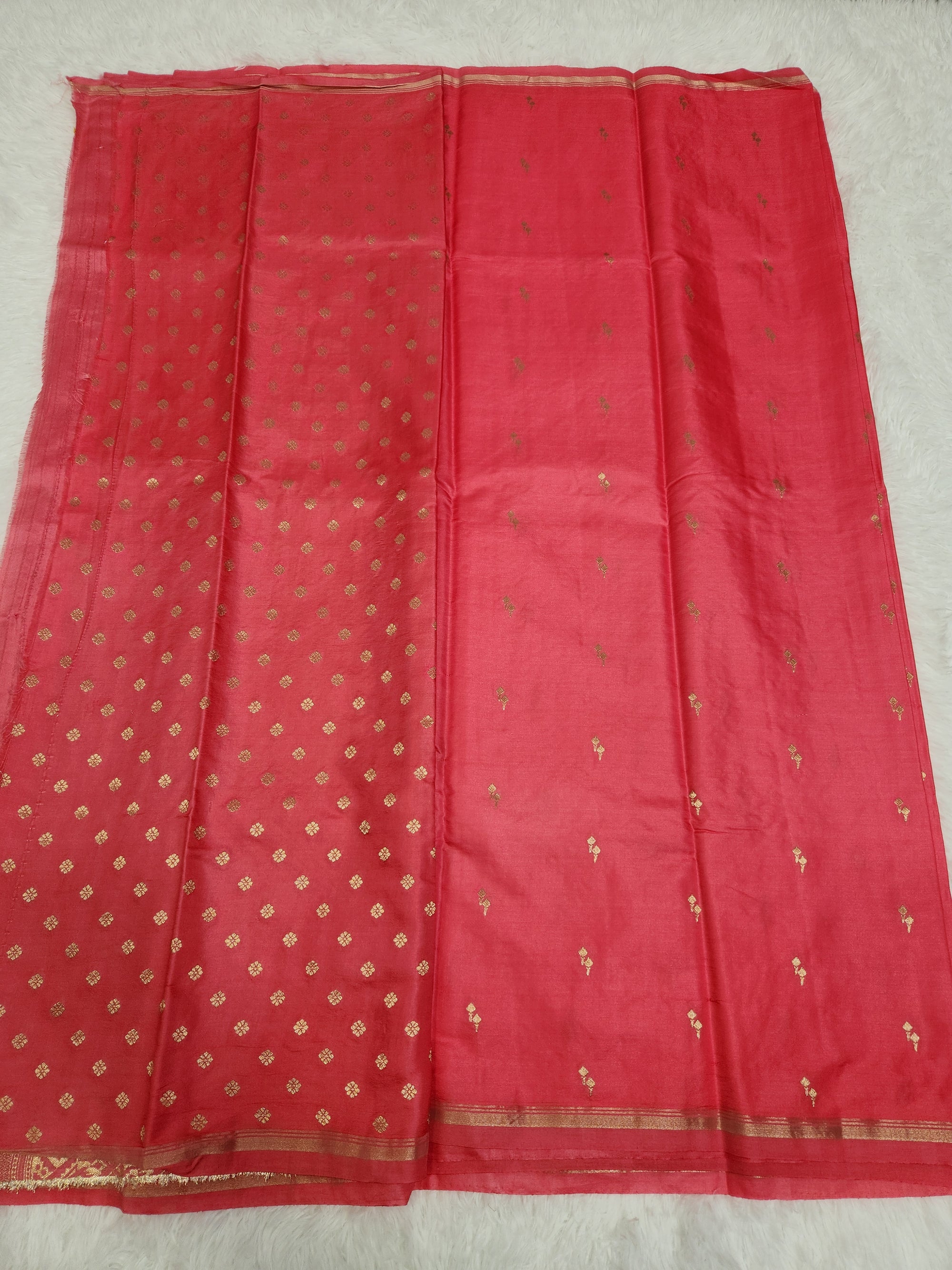 Peach Soft Silk Saree with Vel Butta