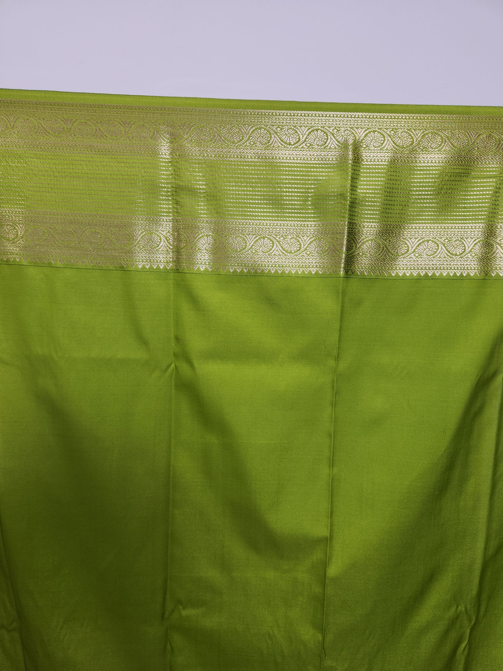 Raani Pink Semi Kaanchi Saree with Copper Zari & Parrot Green Pallu Design