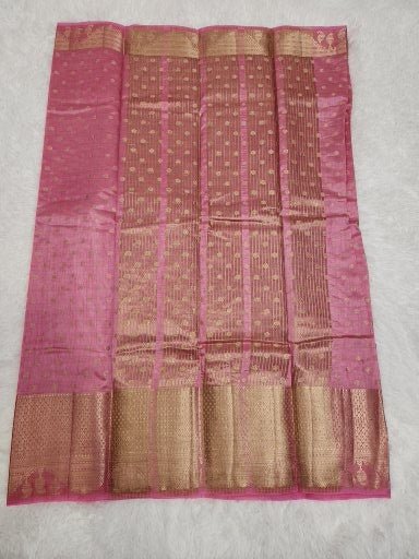 Baby Pink Fancy Saree With Copper Zari & Baby Pink Pallu - Urban Weave Sarees