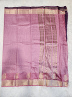 Baby Pink Fancy Saree With Silver Zari & Checks Design - Urban Weave Sarees