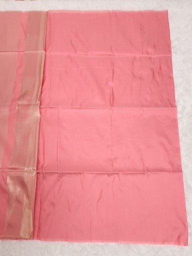 Baby Pink Soft Silk Saree with Gold Zari & Geometry Design - Urban Weave Sarees