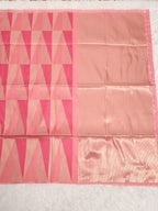 Baby Pink Soft Silk Saree with Gold Zari & Geometry Design - Urban Weave Sarees