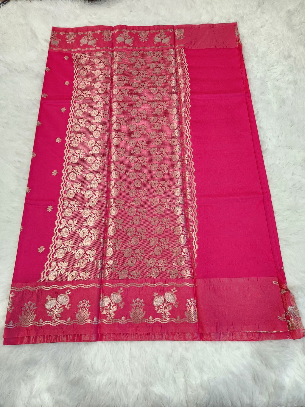 Barbie Soft Silk Saree with Silver Zari & Small Butta Design - Urban Weave Sarees
