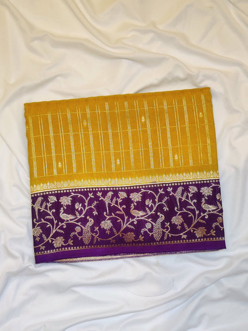 Black Georgette Saree “ Yellow BorderShop Online - Urban Weave Sarees