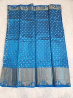 Blue Fancy Saree With Copper Zari & Blue Pallu - Urban Weave Sarees
