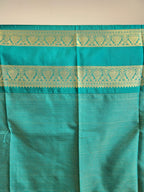 Blue Semi Kanchi Saree with Gold Zari & Vairoosi Design - Urban Weave Sarees
