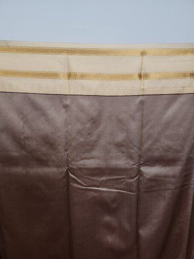 Bottle Green Semi Kaanchi Saree with Copper Zari & Small Butta Design - Urban Weave Sarees