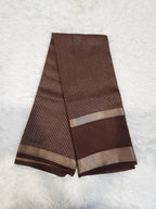 Coffee Brown Fancy Saree With Silver Zari & Small Checks Design - Urban Weave Sarees
