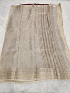 Cream Fancy Saree With Copper Zari & Cream Pallu Design - Urban Weave Sarees