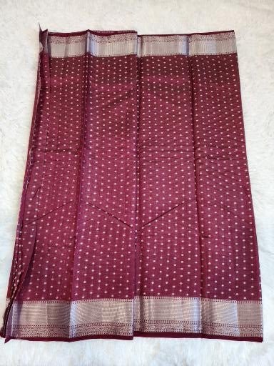 Dark Brown Fancy Saree With Copper Zari & Dark Brown Pallu Design - Urban Weave Sarees