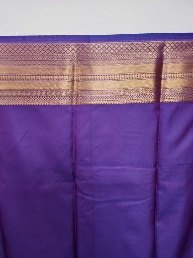 Dark Purple Semi Kanchi Saree with Copper Zari & Small Butta Design - Urban Weave Sarees