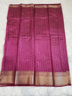 Dark Wine Fancy Saree With Copper Zari & Dark Wine Pallu Design - Urban Weave Sarees