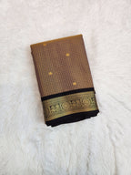 Dual Tone Grey Purple Semi Kanchi Saree with Gold Zari & Jet Black Pallu - Urban Weave Sarees