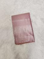 Dusty Pink Semi Kanchi Saree with Silver Zari & Brocade Design - Urban Weave Sarees